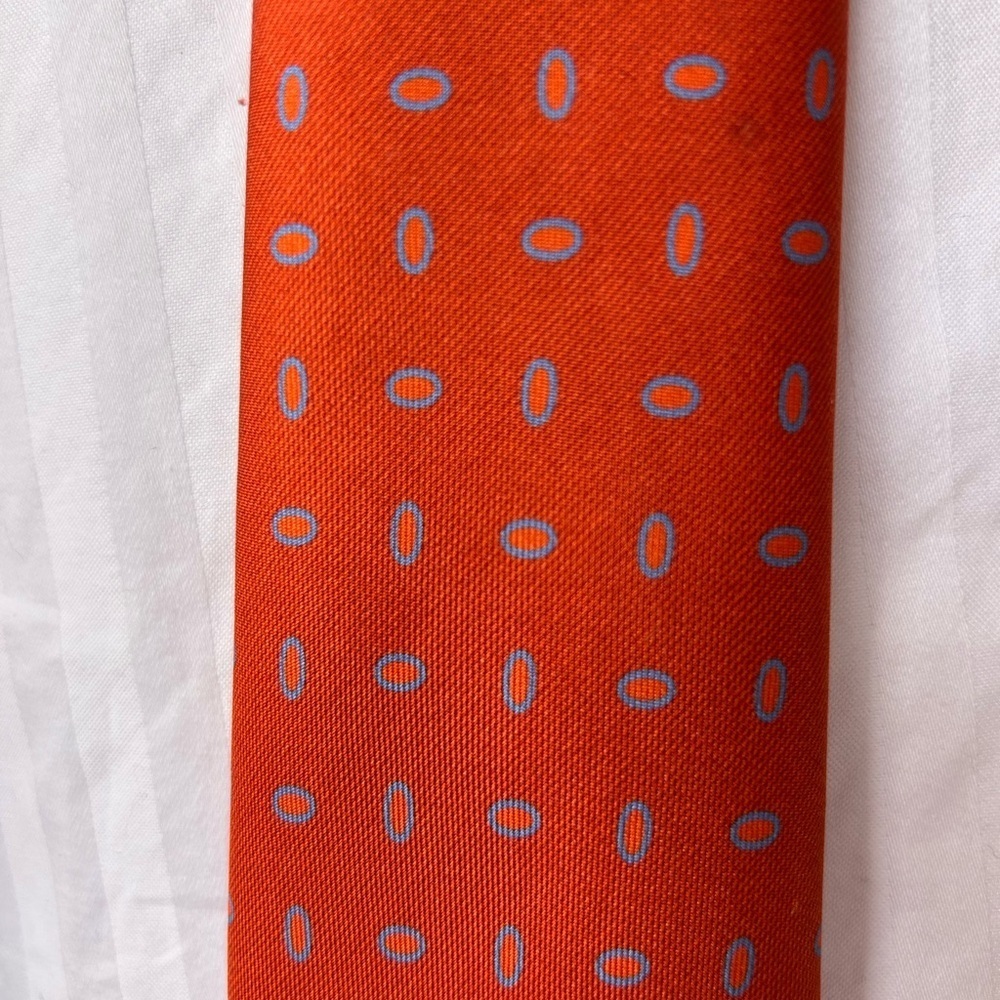 🟠 Vintage Seaward & Stearn London Silk Tie | Orange & Blue